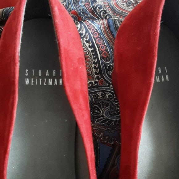 STUART WEITZMAN Gorgeous Rich Burgundy Red Suede Wedge Pumps - Near New - Picture 7 of 17